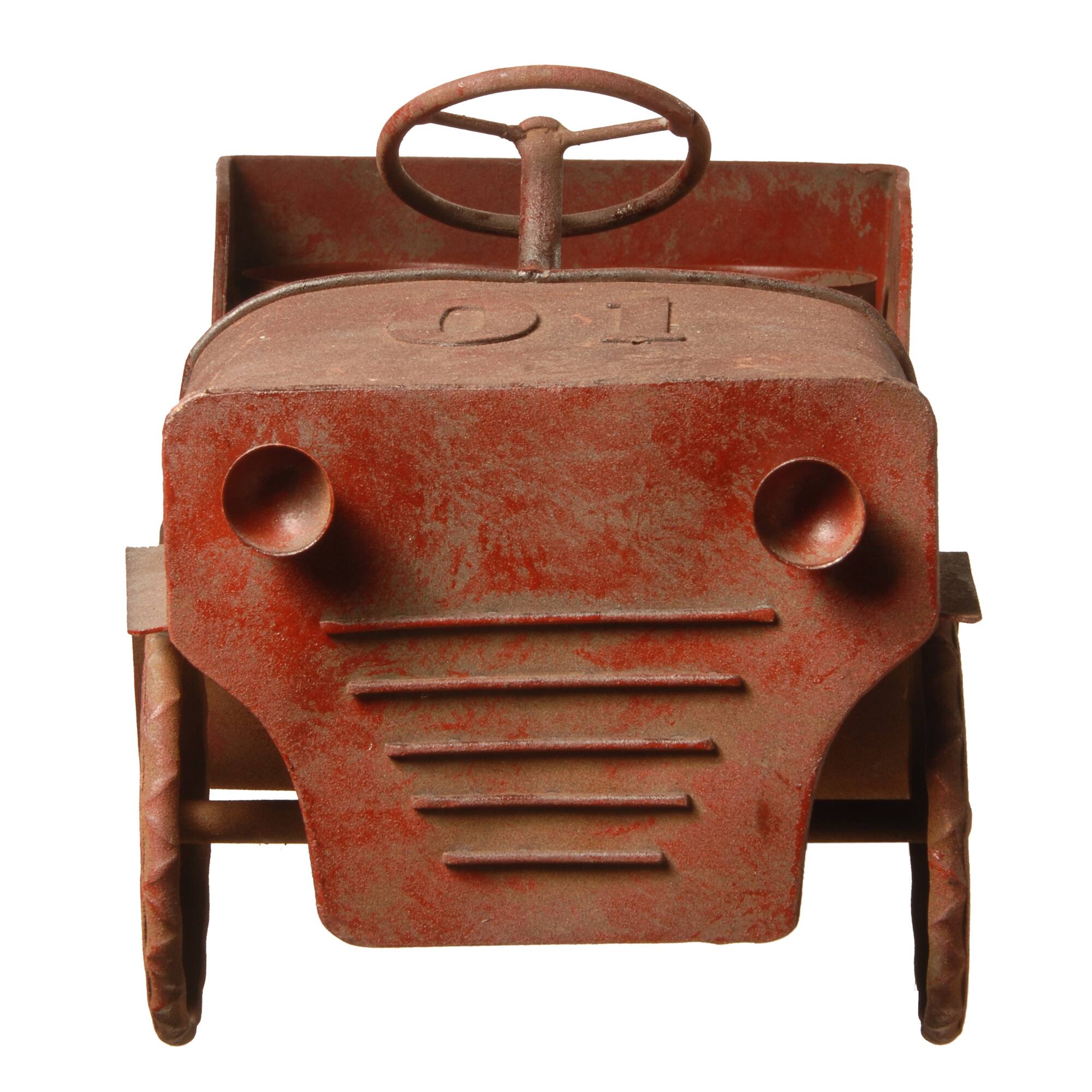 14" Metal Car Lawn Ornament & Candleholder